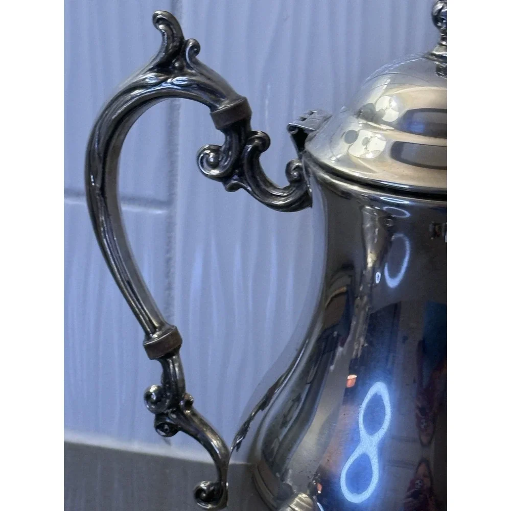 Vintage FB Rogers Silverplate Tea Coffee Pot Sugar Creamer W/ Lid Ornate Set 3